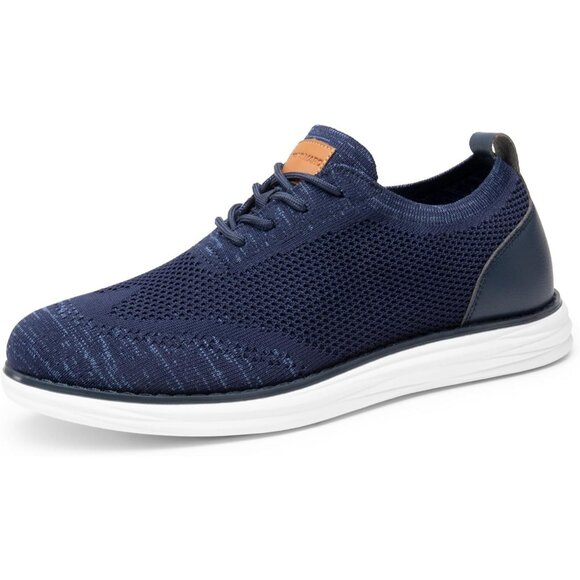 ⚡Men Dark Blue Knit Flex Breeze Mesh Oxfords Lace-Up Lightweight Walking Sneaker - Picture 1 of 9